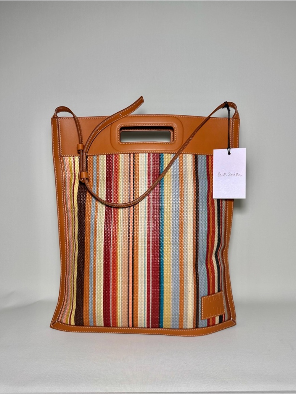 Paul Smith Tan and Multicolor Striped Tote
